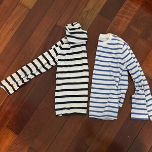 Striped Long Sleeve Tops - Black and Blue